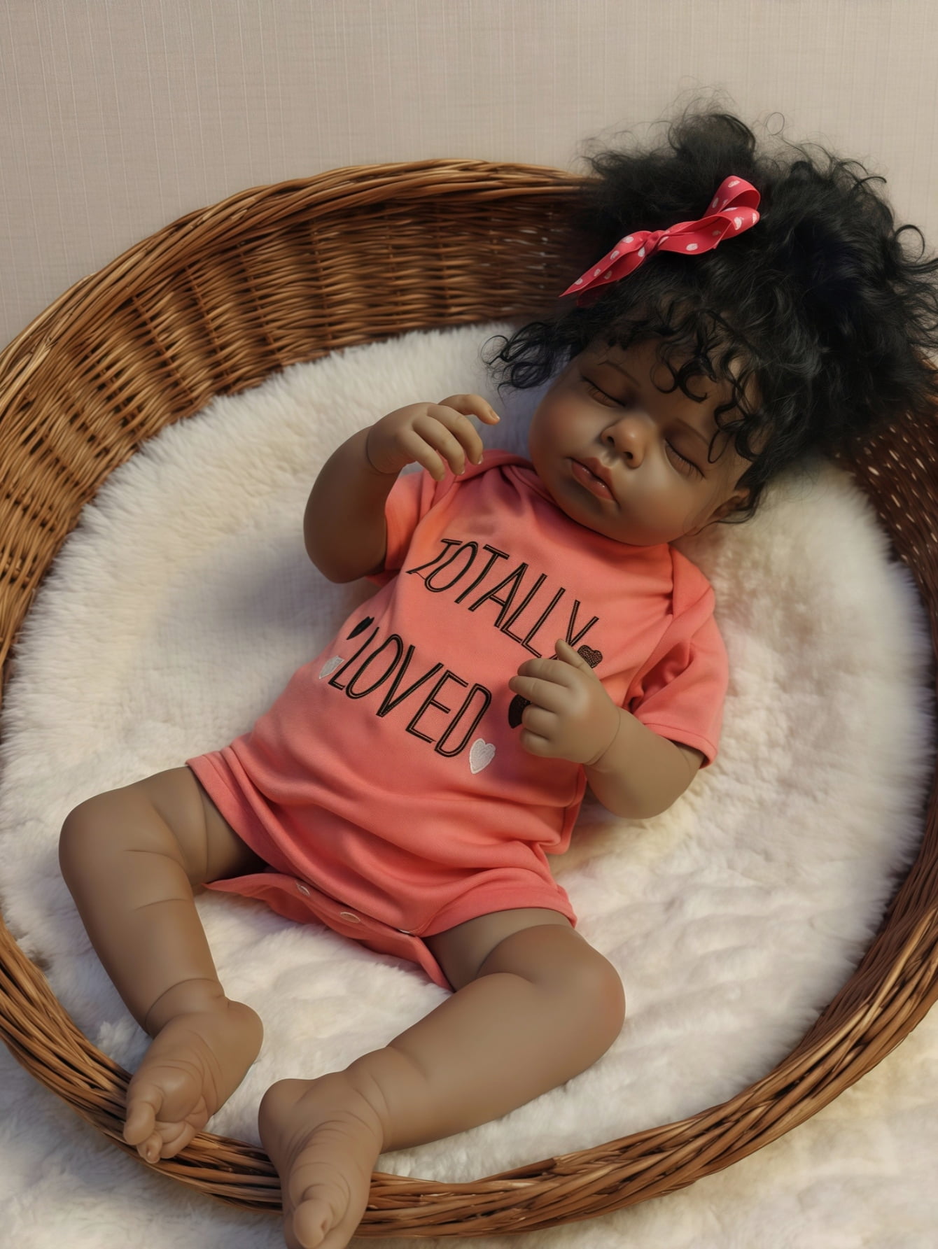20 Inch Reborn Baby Doll Black Doll, Lifelike Baby Doll with Soft Cloth Body, Hand Rooted Curly Hair, Realistic African American Doll Toy for Kids Age 3+
