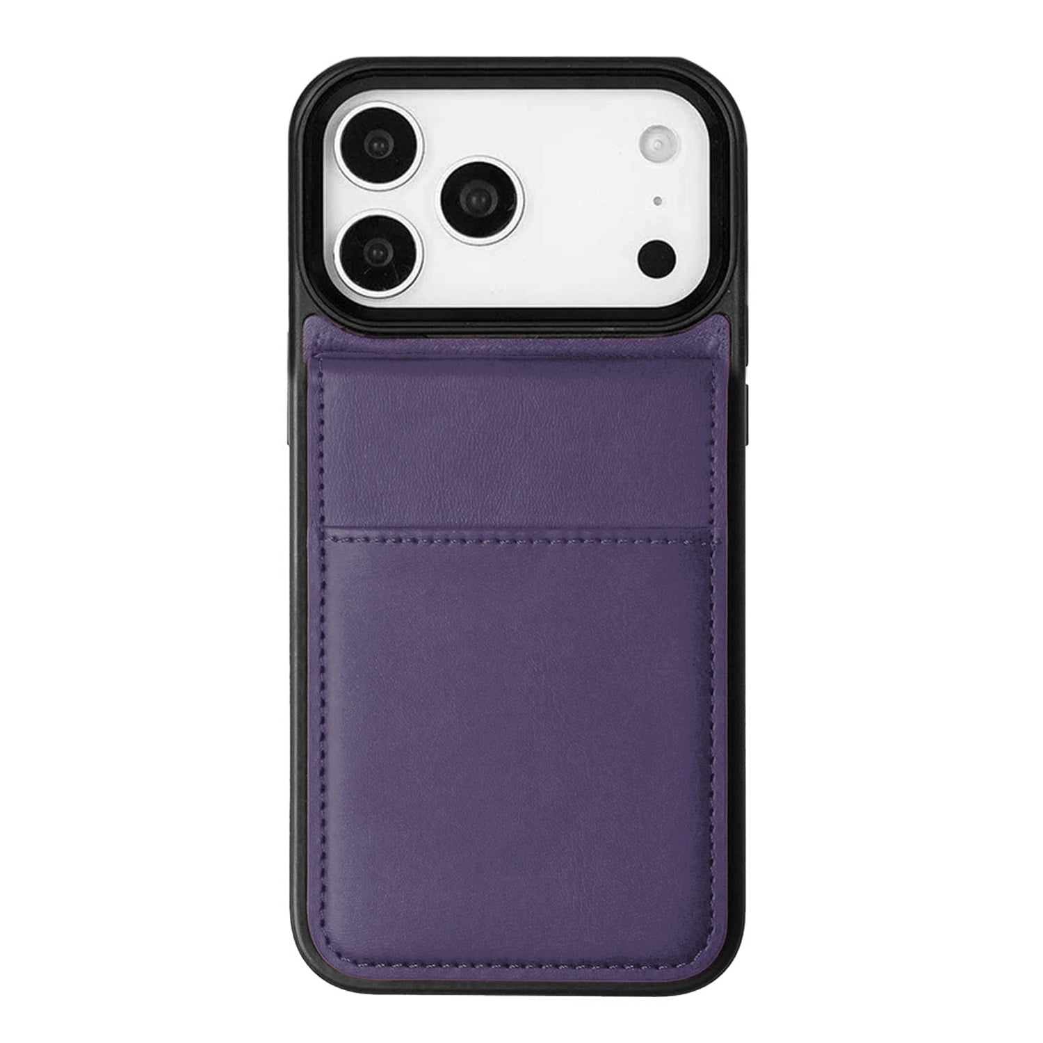 Durable Leather Wallet Case with Kickstand for iPhone 17 Pro Max- Purple