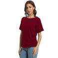 thumbnail image 3 of Womens Casual T Shirts Dolman Short Sleeve Shirts Boat Neck Ruched Tops Summer Lightweight Clothes, 3 of 6