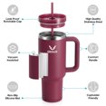thumbnail image 3 of GEDUX 1200ml Tumbler with Handle, 2-in-1 Leak Proof Lid (Straw/Flip), Insulated Water Bottle, Stainless Steel Tumbler with Non-Slip Silicone, Wide Mouth Travel Mug Cupholder Friendly, 3 of 7