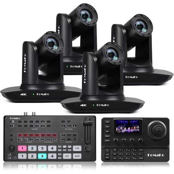 FoMaKo 4K PTZ Camera HDMI NDI 20X Live Streaming Camera Bundle(K20UH X4  M2 KC606)
