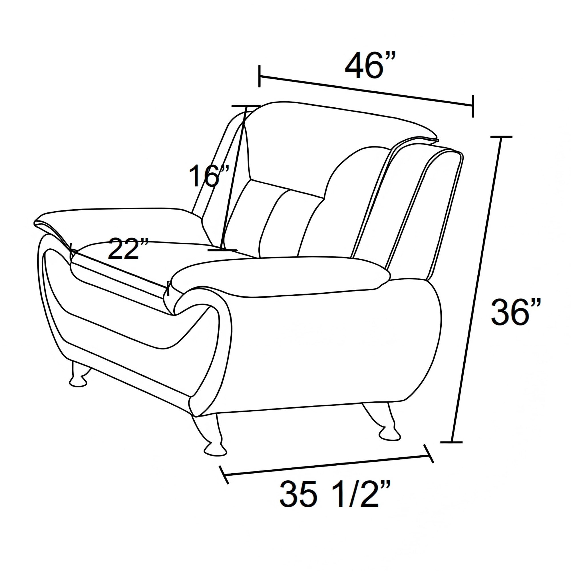 BSHTI 46” Faux Leather Small Recliner Chair Single Sofa Couch with Backrest , Sponge Cushion, Solid Wood Frame for Living Room/Bedroom/Office(White)