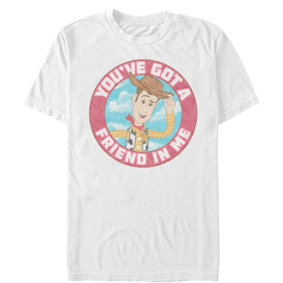 Men's Toy Story Friend in Me Woody Circle  Graphic Tee White Large