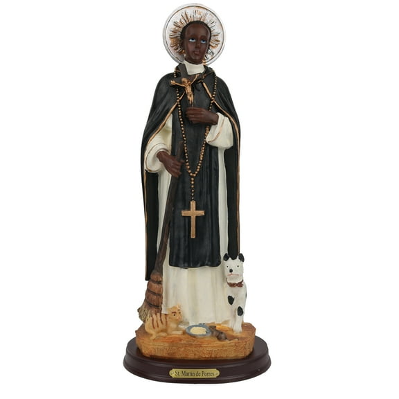 St. Martin De Porres  12.5" Patron De Los Peluqueros , El Gremio De La Limpieza Pública Resin Religious Figure