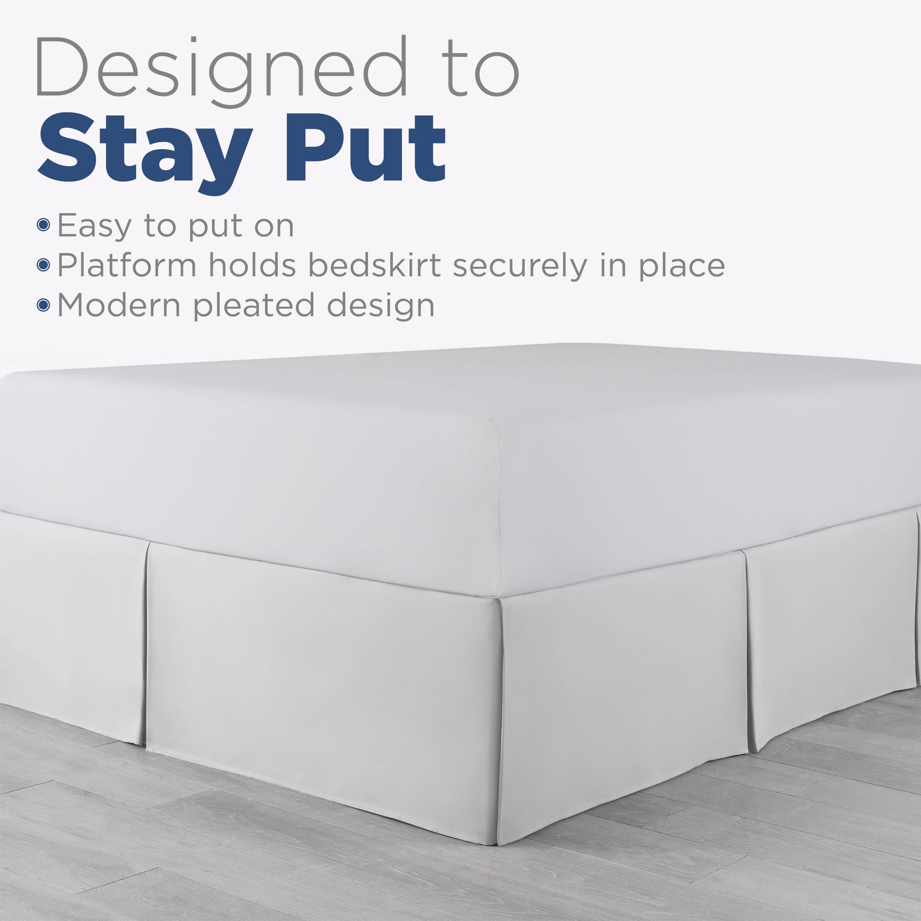Martex Queen Bed Skirt | Inverted Pleat Microfiber | 15" Drop Easy Care | White