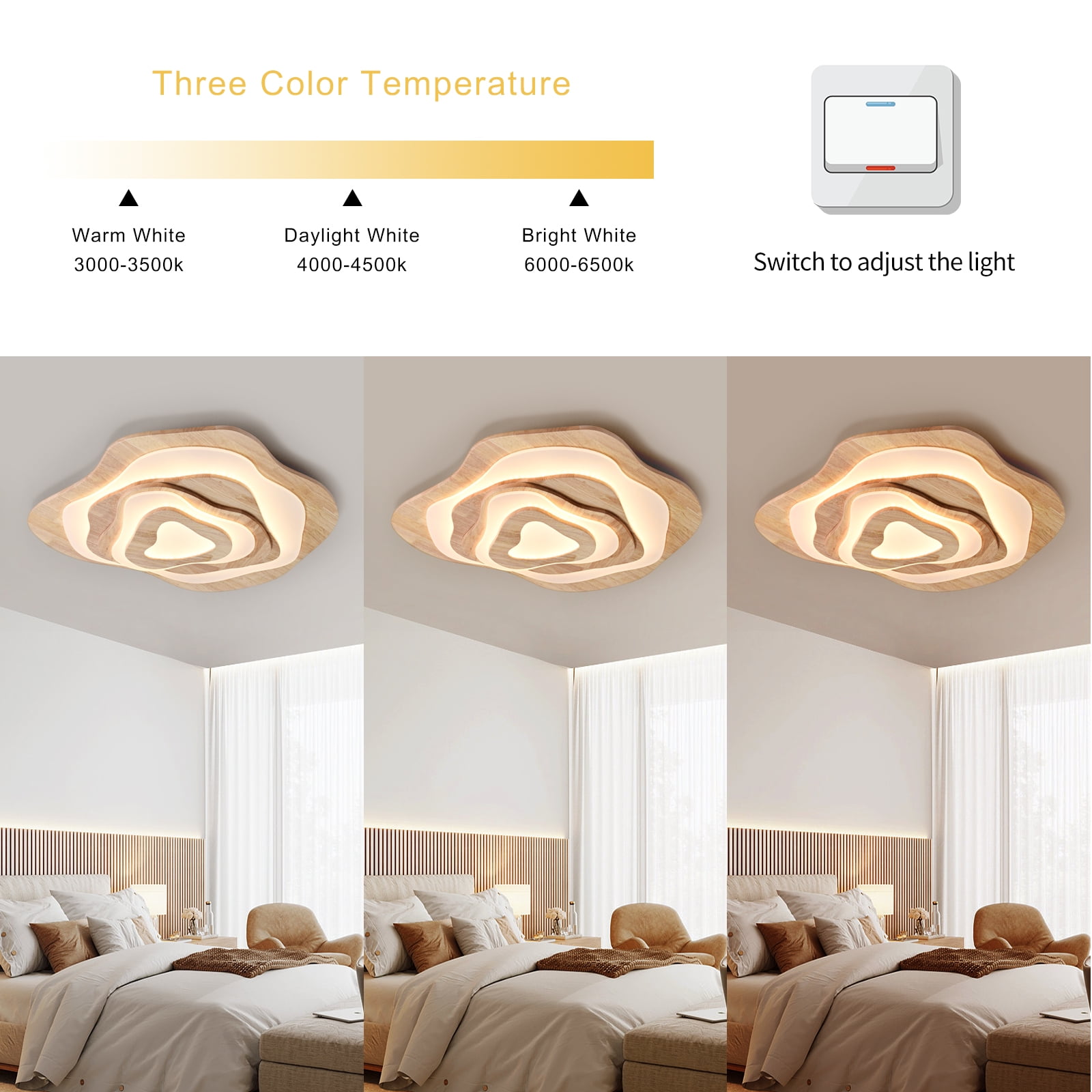 Arturesthome Nordic Irregular Flush Mount Solid Wooden Ceiling Light For Living Room