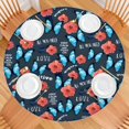 thumbnail image 2 of Pioneer Flower Floral Print Pattern Round Fitted Tablecloth with Elastic Edge,Dining Table Cover Waterproof,Outdoor Round Tablecloth for Camping,Dining,Indoor and Outdoor, 2 of 7