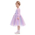 thumbnail image 5 of IBTOM CASTLE Girls Princess Long Sleeve Rainbow Party Tulle Dress 3D Flower Ruffle Mesh Dress Pageant Birthday Smocked Back Wedding Flower Girl Dress Purple, 5 of 7