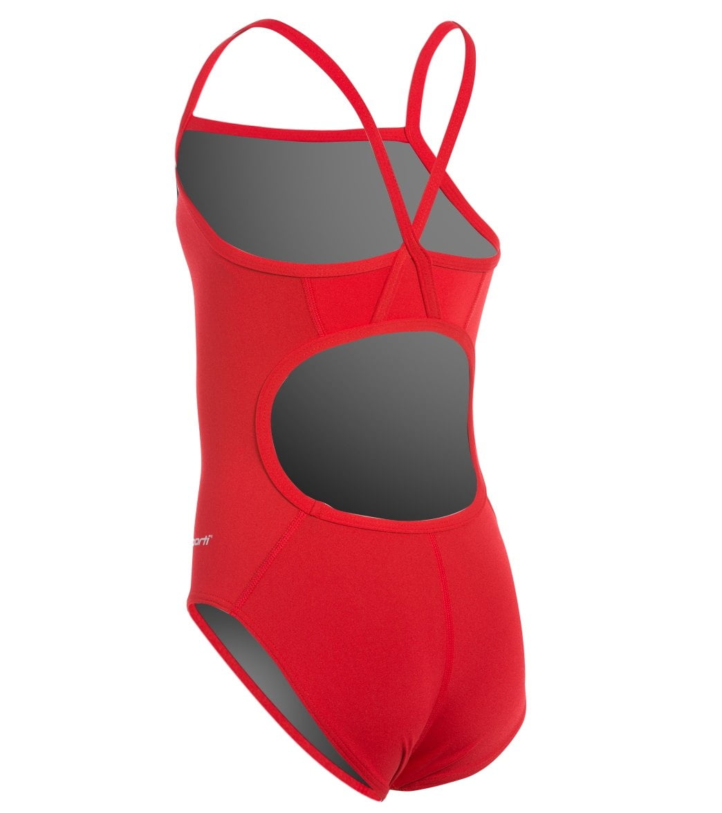 Sporti Poly Pro Solid Thin Strap One Piece Swimsuit Youth 22 28 24y Red Walmart Com