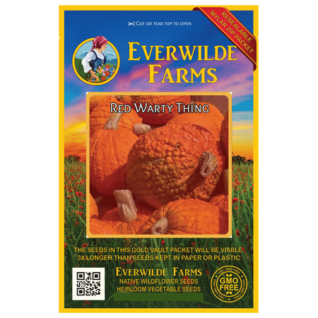 Everwilde Farms - 10 Red Warty Thing Pumpkin Seeds - Gold Vault Jumbo Bulk Seed