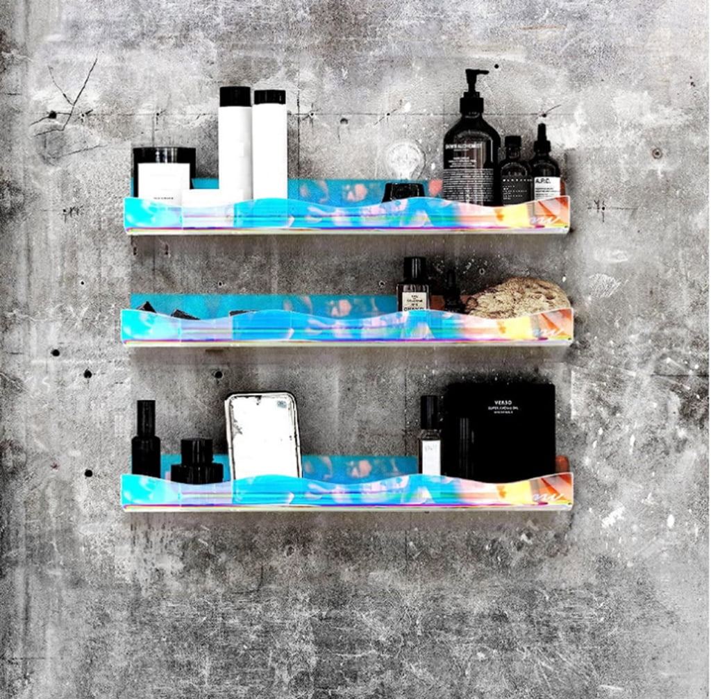 JZROCKER Set of 4 Multicolored Acrylic Floating Bookshelves Kids Room Acrylic Book Rack Floating Shelf Multicolored Storage Rack