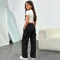 thumbnail image 2 of UAYOTSE Girls Cargo Sweatpants Wide Leg Baggy Lightweight School Pants Casual Athletic with Pockets for Teen Kids Clothes,Sizes 11-12 Years, 2 of 9