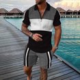 thumbnail image 2 of Vedolay shorts sets men two piece outfits Men 2 Piece Set Short Sleeve Shirt with Drawstring Waist Shorts Summer Casual Beach Outfits,Gray XL, 2 of 3