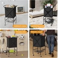 thumbnail image 5 of Laundry Basket with Wheels:88L Rolling Laundry Cart Foldable Metal Frame Dirty Clothes Laundry Hamper 36"H 4 Caster 2 Brake Waterproof Removable Liner Carry Handle for Dorm Laundry Room,Black, 5 of 9