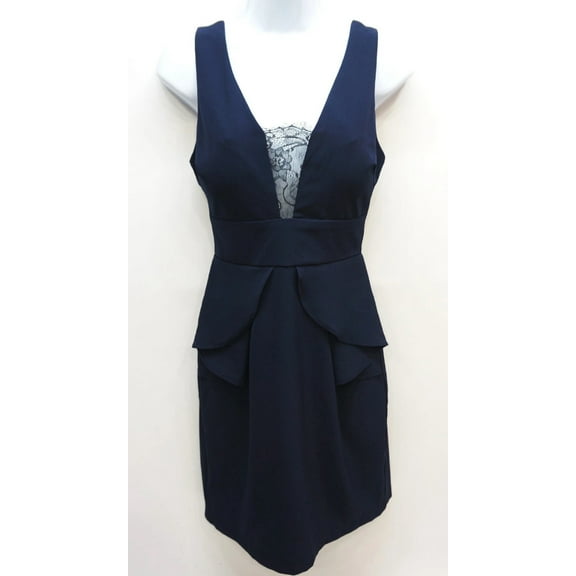 City Studio Lace-Detail Peplum Sheath Dress, Juniors' Women's Sz 1