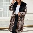 thumbnail image 6 of FNFYFH Women's Lapel Faux Fur Coat Long Leopard Print Fleece Jackets Long Sleeve Winter Warm Shaggy Jacket, 6 of 9