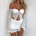thumbnail image 1 of Conjuntos de vestidos de playa sexy Poliéster Manga larga irregular con cordones para vacaciones de fiesta FLhrweasw Para estrenar, 1 of 7