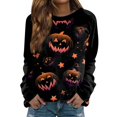 thumbnail image 2 of YVNAURA Women‘s Fashion Printed Long Sleeve Round Neck Sweatshirt Casual Loose Fit Pullover Lightweight Crewneck Top Fall Spring Trendy Graphic Tee Streetwear 1 Pack, Black,S, 2 of 6