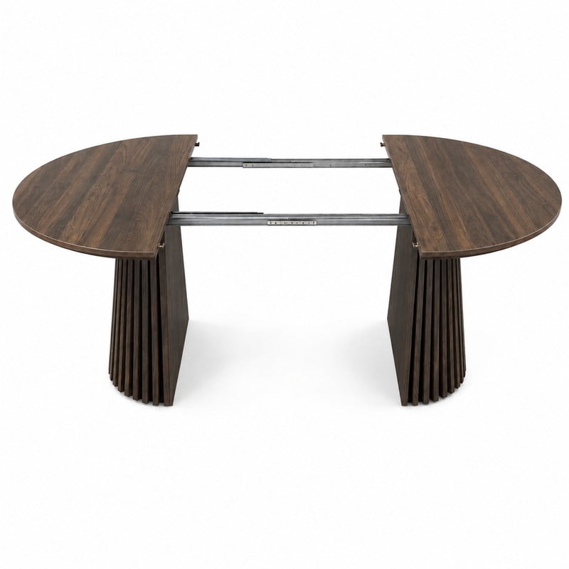 39.37''-70.87'' Extendable Dining Table for 4-8, 3-In-1 Round-to-Oval Expandable Kitchen Dinner Table with Non-Slip Foot Pads