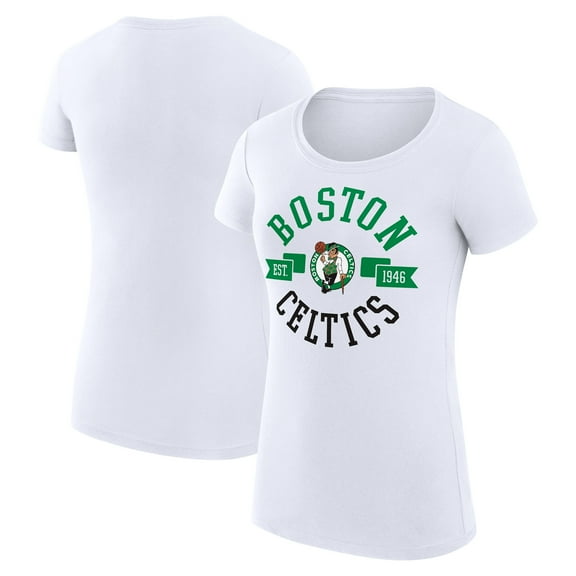 Women's G-III 4Her by Carl Banks White Boston Celtics Super-Slim Fit Lightweight Large City Logo T-Shirt