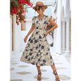 thumbnail image 3 of Vestido con cuello en V,Vestido largo para mujer, Vestido corto con dobladillo con volantes, Vestido con cintura elástica, Durabilidad extendida, 3 of 6