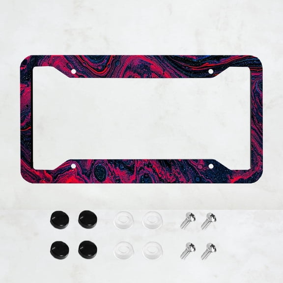 1 Piece, Red Marble Swirl License Plate Frame, Art Design License Plate Frame, Interesting License Plate Frame, Front And Rear License Plate Cover, Colored License Plate,Size 12x6 Inch