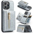 thumbnail image 1 of Tarise 2 in 1 Detachable Wallet Case for iPhone 14 Pro, Glitter PU Leather Card Holder Money Pocket Shockproof Kickstand Magnetic Hybrid Phone Back Protective Cover for iPhone 14 Pro 6.1 inch, Silver, 1 of 11