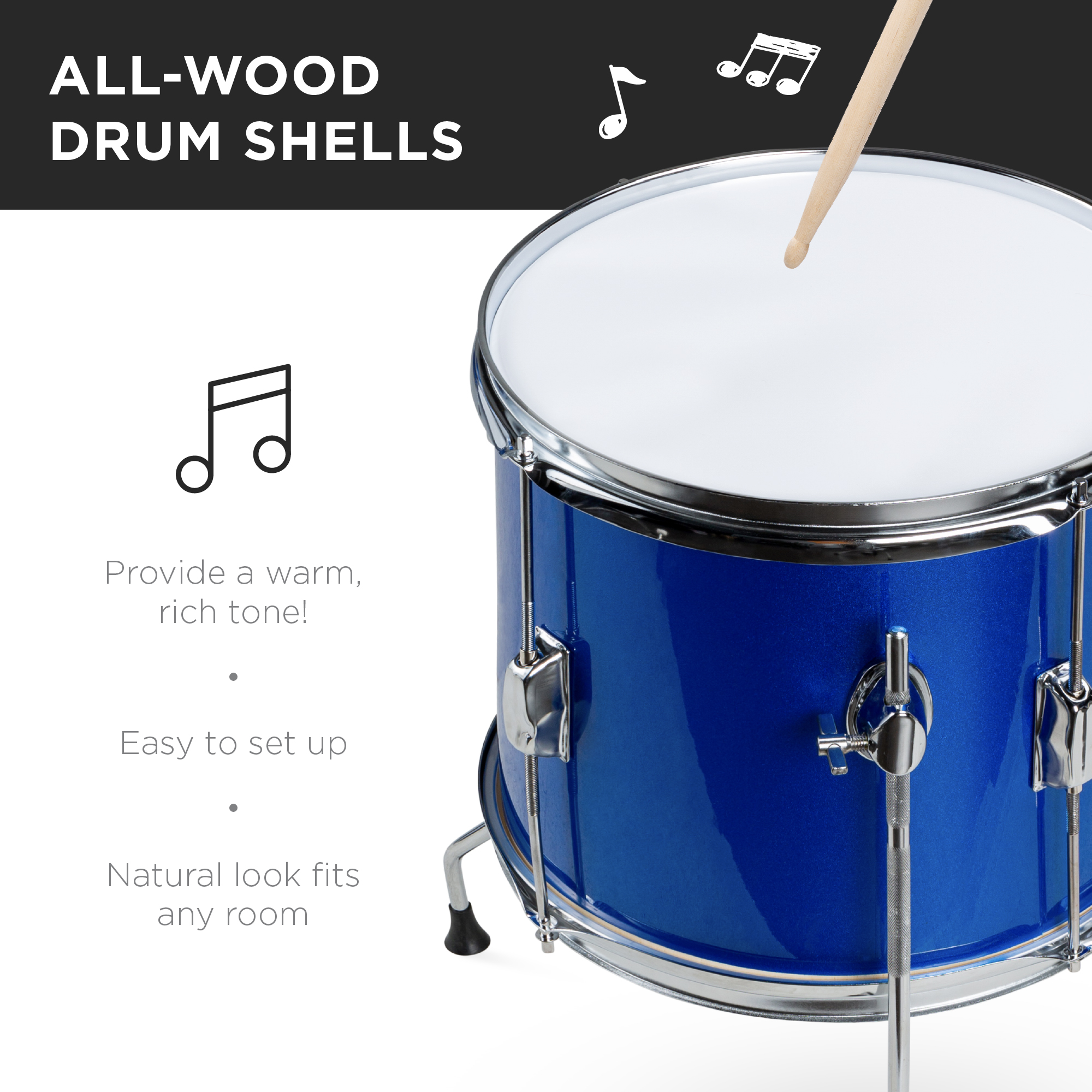 Best Choice Products 5-Piece Kids Drum Set in Blue photo 3