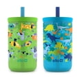 thumbnail image 1 of Juego de vasos Ello Bop para niños, paquete de 2 unidades, 350 ml, con tapa y pajita, sin BPA, 1 of 6