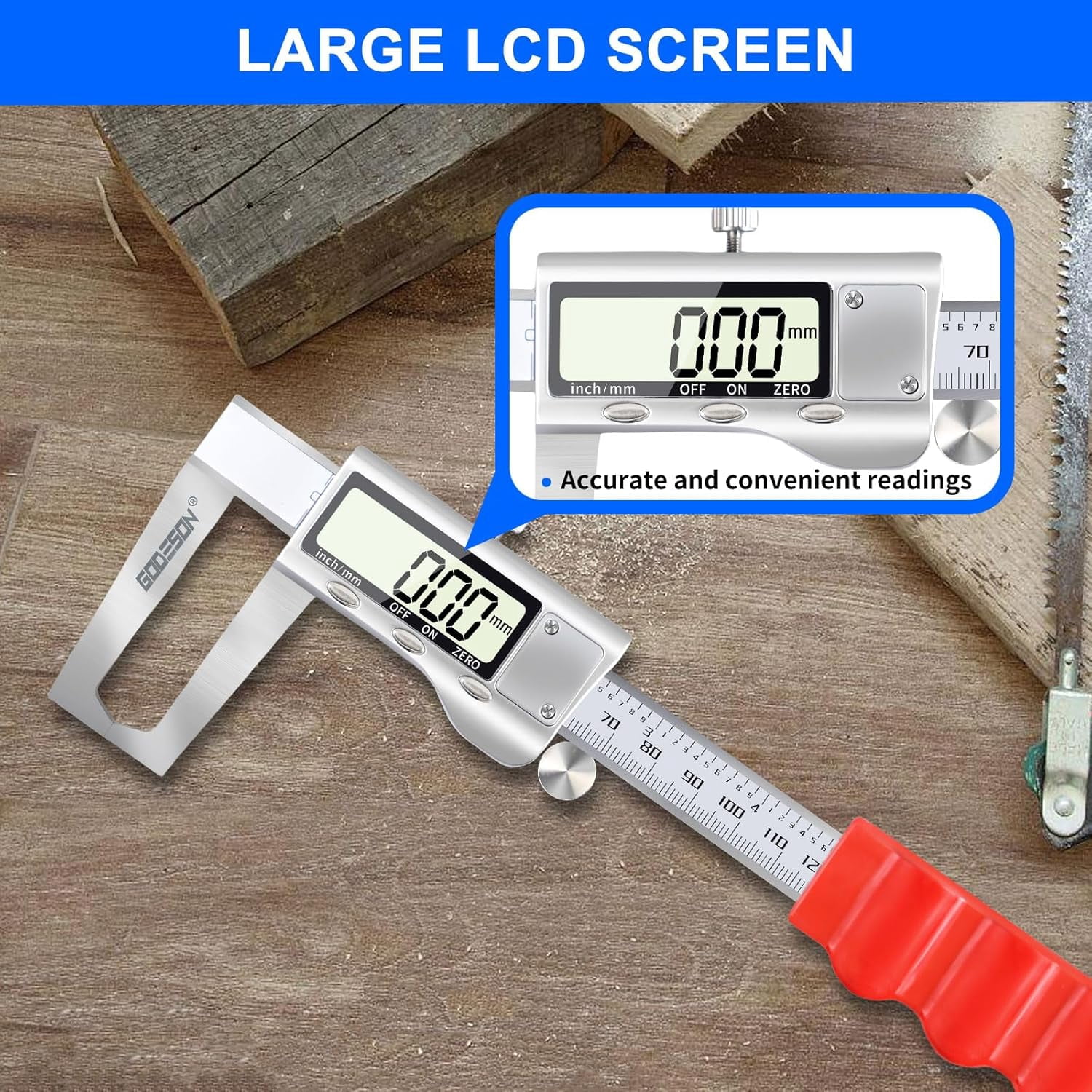 GODESON Disc Brake Rotor Micrometer,Digital Caliper Measuring Tool for Disc Brake-6 Inch/150mm,Brake Measuring Tool wtih Caliper- Inch/Metric Conversion, Brake Caliper with Stainless Steel