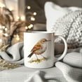 thumbnail image 2 of Bird Watching Mug, House Wren Song Bird Mug, 11oz or 15oz White Ceramic Coffee Mug Gift for Bird Watchers, 2 of 9