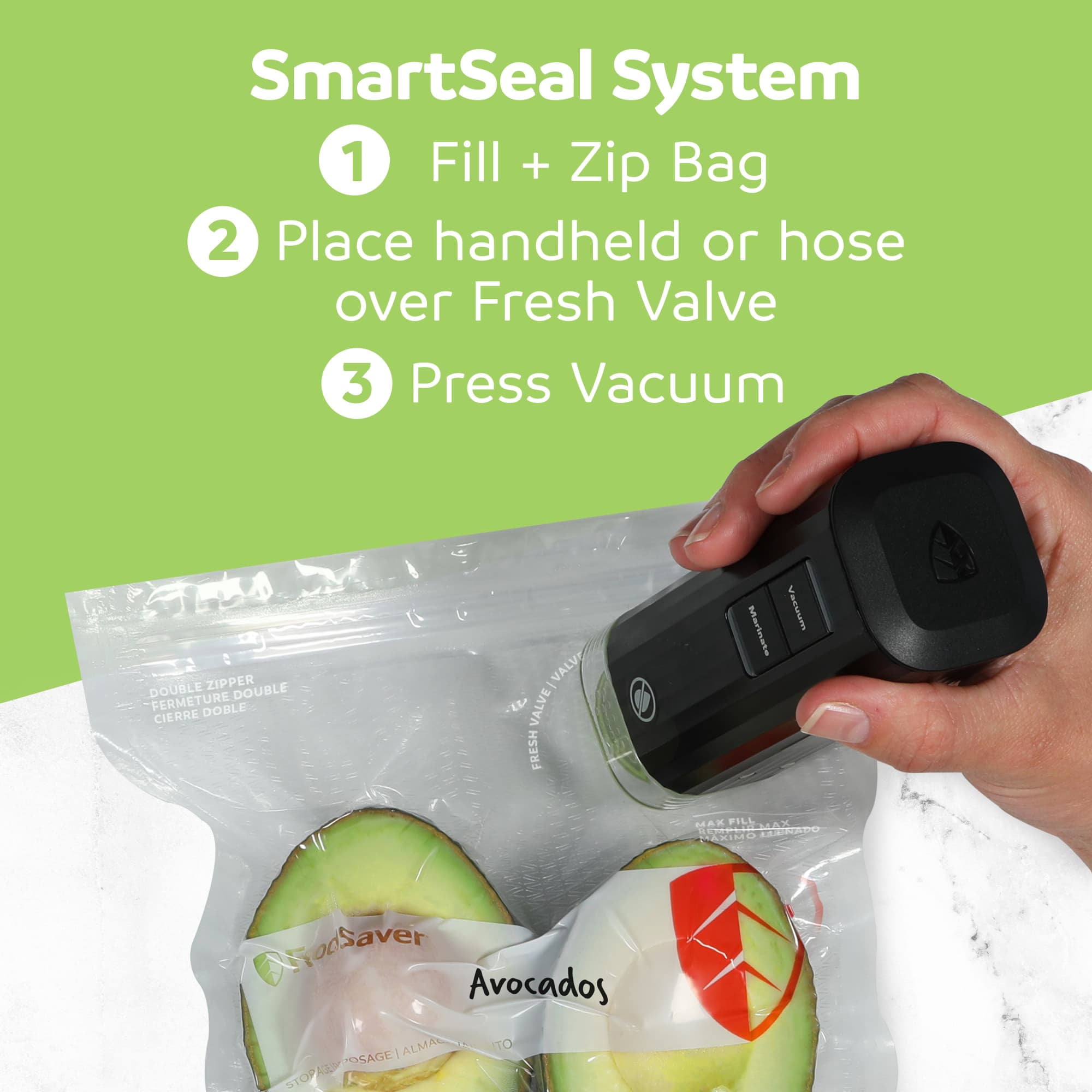 FoodSaver Reusable Quart Vacuum Zipper Bags, 34 Count BPA-Free Storage Bags for Food, Sous Vide, and Meal Prep, Compatible with Handheld Sealers