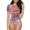 thumbnail image 1 of Fotbe Pastel Pink Beach Cafe Body de Mujer con Cuello Redondo y Mangas Cortas, Sin Mangas Ajustado, Suave, Cómodo y Básico-Large, 1 of 7