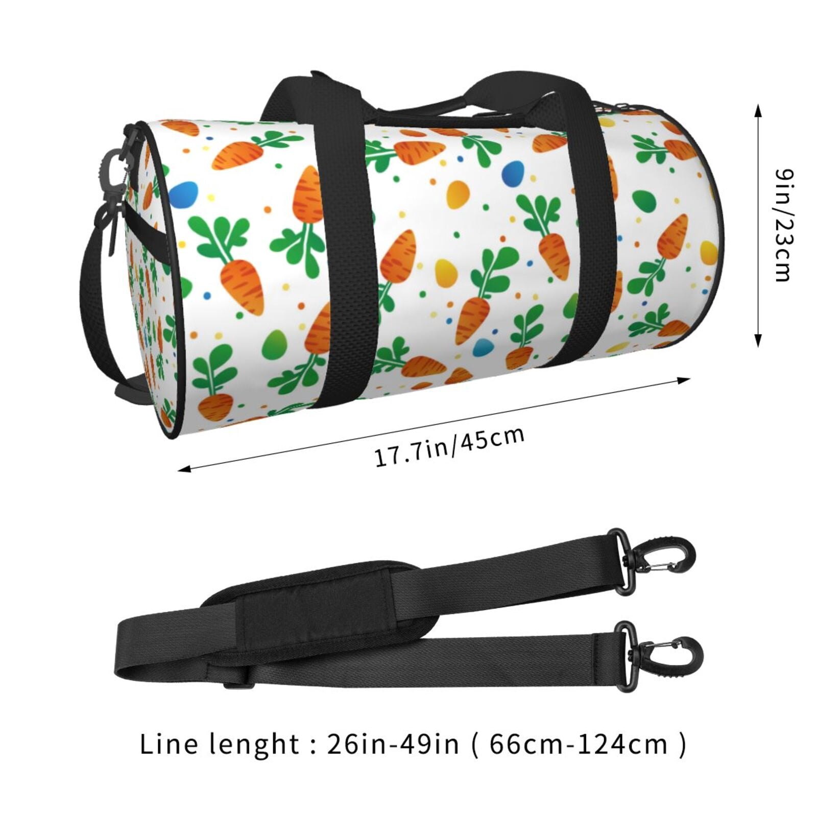 Vsdgher Cute Carrot 45L Foldable Duffel Bag, Sports Gym Bag,Overnight Bag, Portable Weekender Bag for Airplanes