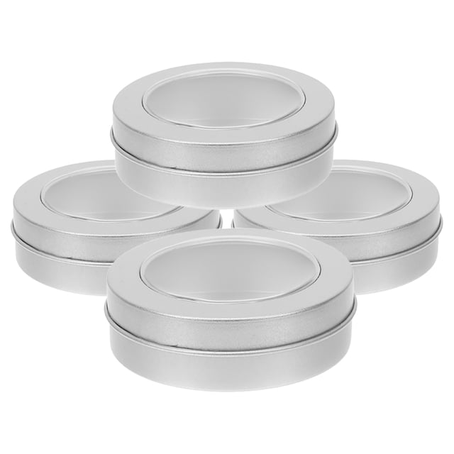 HAMPPLIES 4Pcs Cookie Jar Round Tinplate Box for Office Users Display Contents during Festive Occasions