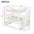 thumbnail image 2 of Harper & Bright Designs Full Size Triple Bunk Bed with Storage Stairs and Shelves, Full Solid Wood Bunk Bedframe for 3, Can Bed Separated Into 2 Beds, White, 2 of 12
