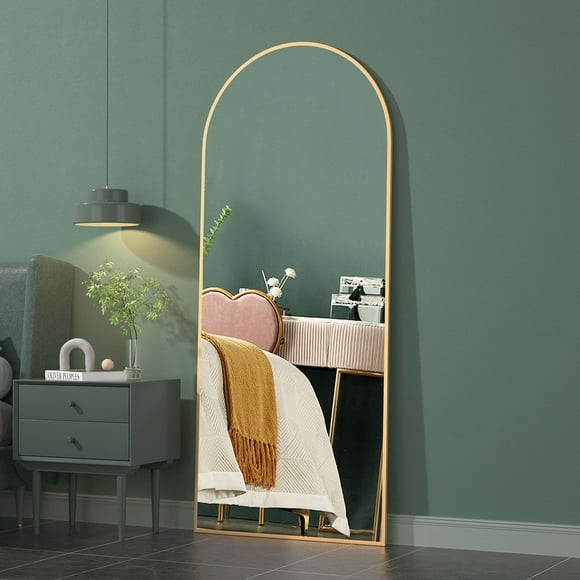 CISTEROMAN 64"x21" Full Length Mirror Arched Mirror, Floor Mirror with Stand, Full Body Mirror Gold Arch Standing Mirror Large Bedroom Mirror for bedroom