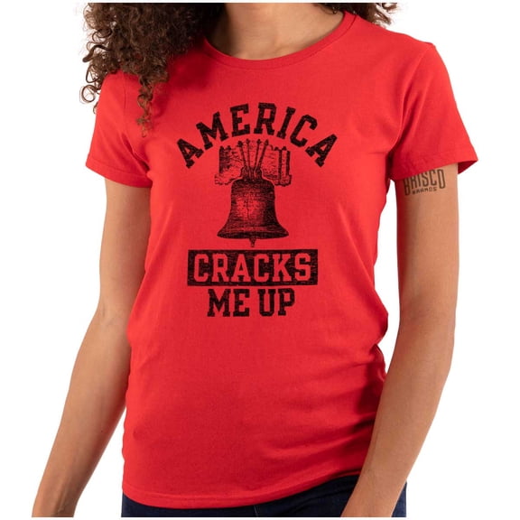 America Cracks Me Up Liberty Bell USA Women's T Shirt Ladies Tee Brisco Brands 2X