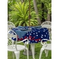 thumbnail image 3 of Outdoor Tablecloths with Umbrella Hole & Zipper, 4th of July Round Tablecloths 60 Inch, Independence Day American Patriotic Stars Blue Waterproof Table Cloth, Patio/Pool/Picnic Table Covers, 3 of 8