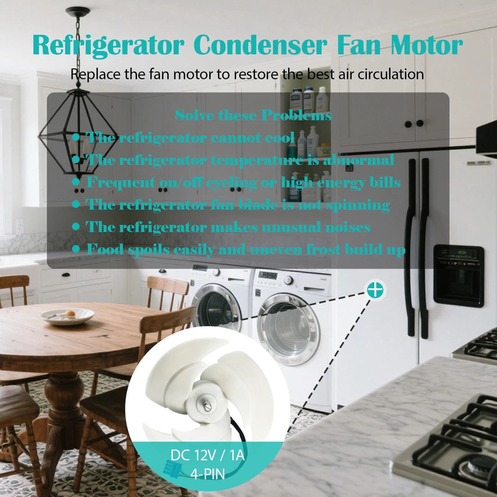 GUYUTING OE EAU65058502 Refrigerator Fan Motor Quiet Cooling Efficient Parts For LG Kenmore Side By Side Fridges