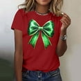 thumbnail image 2 of Annhoo St Patricks Day T-Shirt for Women Shamrock Print Fahion Crewneck Short Sleeve Tops Spring Summer Blouse, 2 of 5