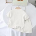 thumbnail image 4 of TOWED22 Toddler Baby Girl Boy Summer Outfits Short Sleeve Letter Print T Shirt Shorts Sets 2Pcs Cute Baby Clothes(Beige,3-4 Y), 4 of 4