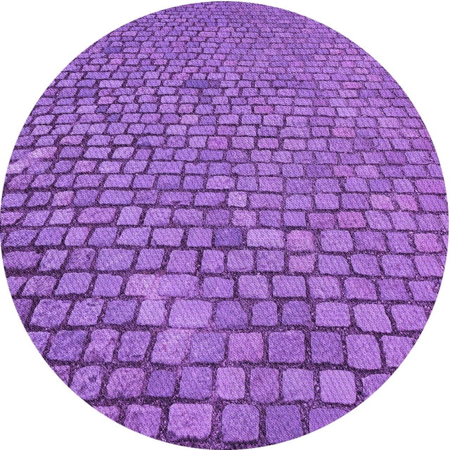 Ahgly Company Machine Washable Indoor Round Transitional Heliotrope Purple Area Rugs, 3' Round