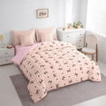 thumbnail image 2 of Erosebridal Black Bowknot 7pcs Bedding Comforter Set For Girls,Cute Bows Kawaii Loves Print Queen Bedding Sets,Reversible, 2 of 7