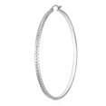 thumbnail image 5 of Wellingsale Ladies 14k White Gold Polished Diamond Cut 3mm Hoop Earrings (55 x 55 mm), 5 of 7