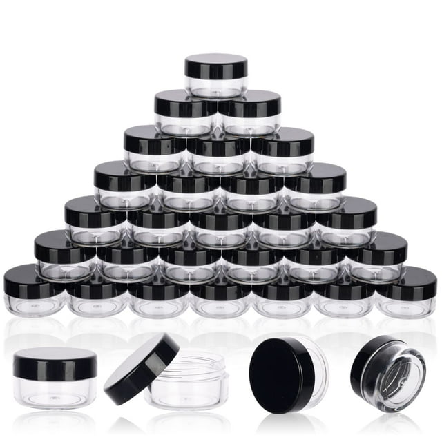 50 tarros de muestra de 5ML, recipientes vacíos para cosméticos con tapas, pequeños recipientes de viaje para maquillaje para purpurina, loción y crema