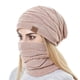 thumbnail image 2 of Conjunto de gorros de invierno para mujer, gorro de punto cálido, gorro de Calavera, calentador de cuello, forro de piel gruesa, gorro de invierno, bufanda con máscara, 2 of 3