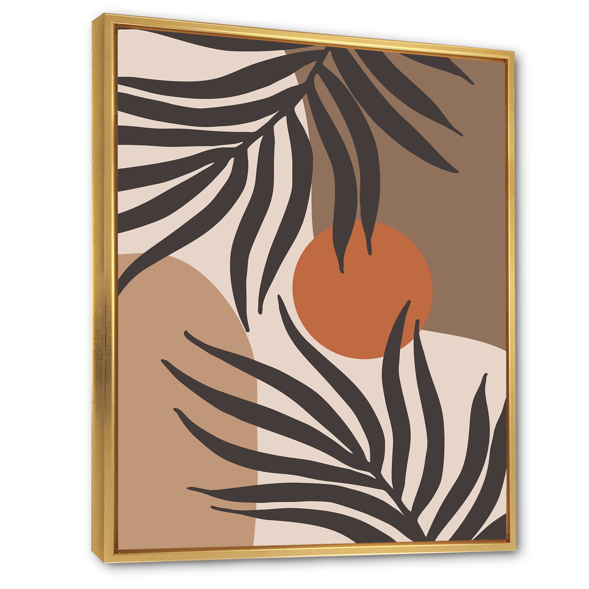 Designart 'Sun and Moon Shapes In Retro Terracotta Tones III' Modern Framed Canvas Wall Art Print
