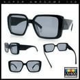 thumbnail image 2 of Womens Diamond Bevel Rectangle Classy Plastic Designer Fashion Sunglasses [Black - Smoke], 2 of 7