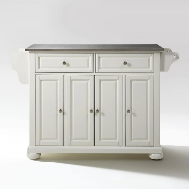 Crosley Furniture Alexandria Stainless, Crosley Furniture Rolling Kitchen Island With Stainless Steel Top White